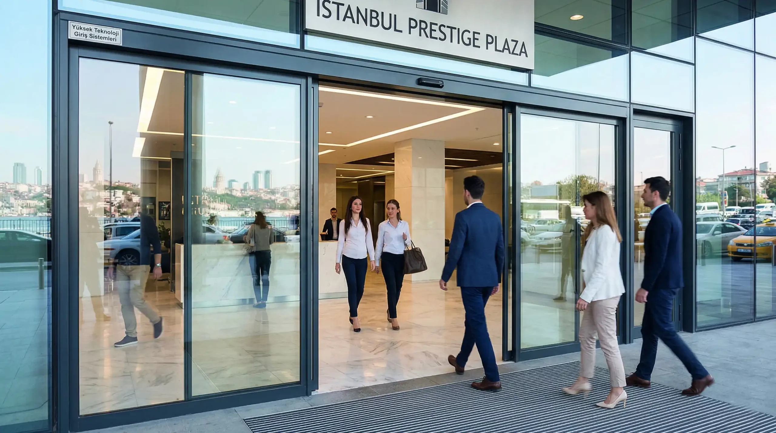 Mağaza, hastane ve lüks plazalar için prestij ve enerji tasarrufu sağlayan, sessiz çalışan fotoselli otomatik kayar cam kapı sistemleri.