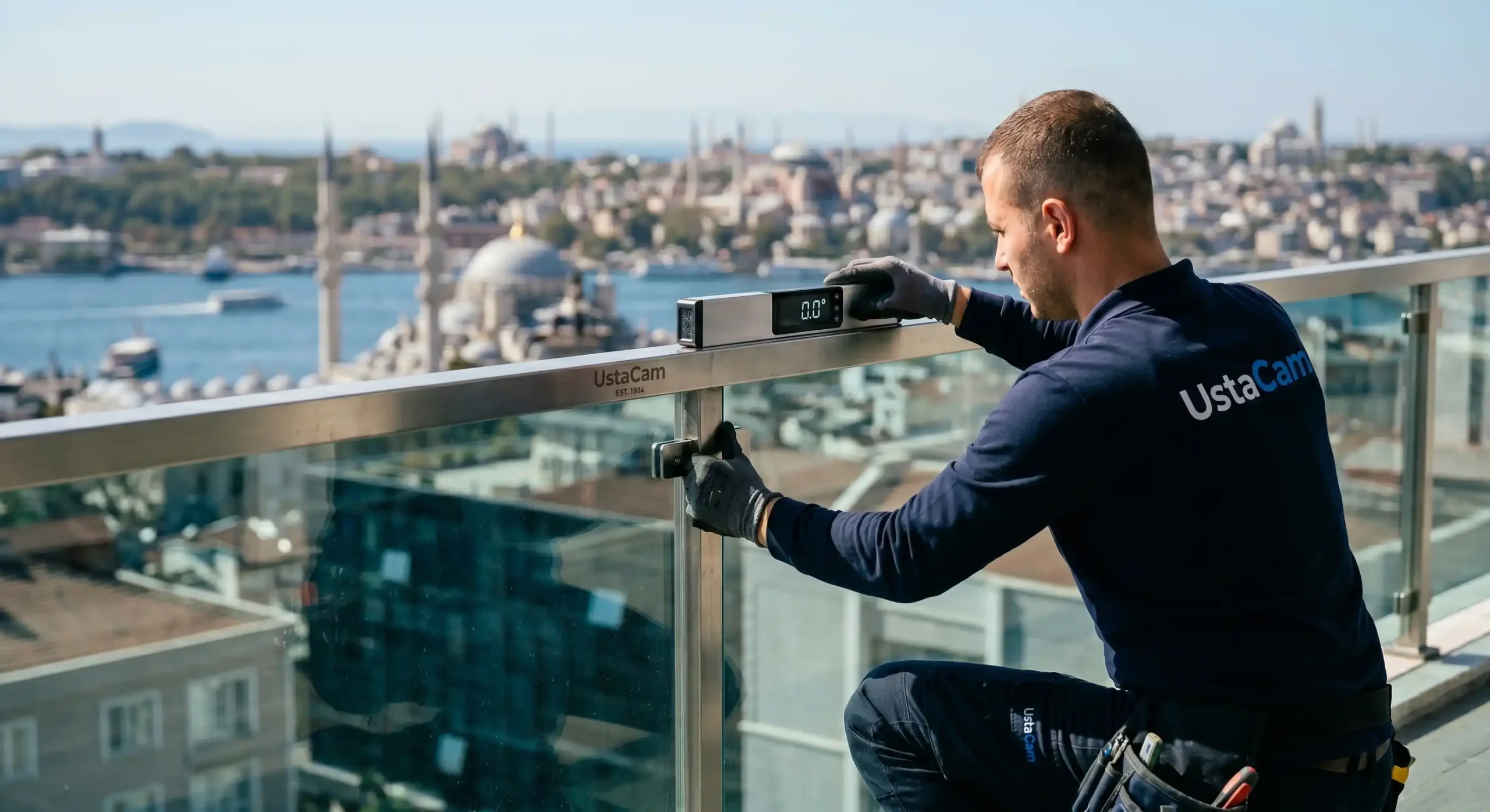 İstanbul'da uzman ekiplerimiz tarafından milimetrik su terazisiyle yapılan garantili cam ve alüminyum korkuluk montajı.