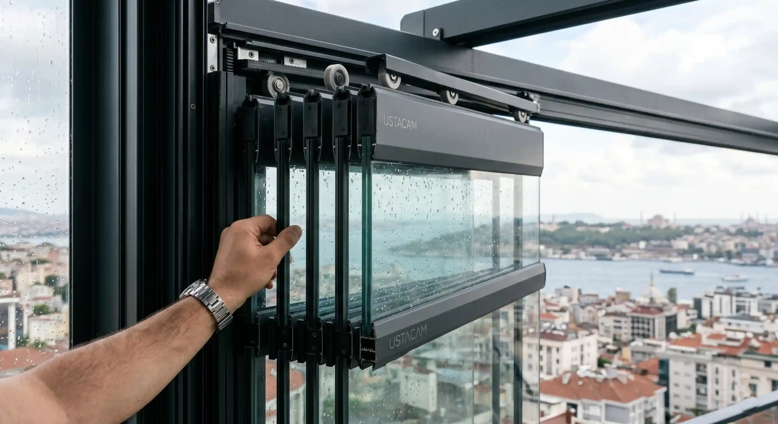 Katlanır ve sürme (sürgülü) cam balkon sistemlerinin farklı açılış şekilleri ve modelleri.